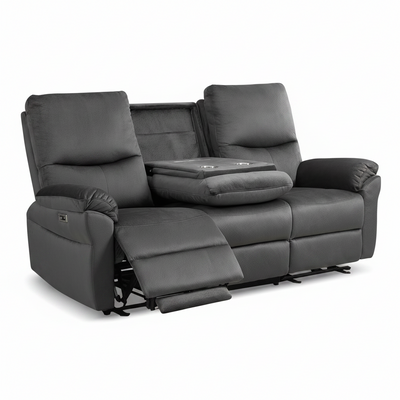 Loveseat Recliner Sofa with Console, Electric Reclining Couch with Flip Middle Backrest, Cup Holder & USB Type C, Skin- Friendly Recliner Sofa for Living Room, Home Theater Seat (Dark Gray)