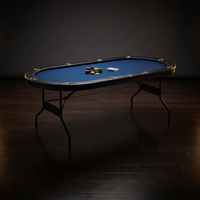 10 Player Foldable Poker Table, Blackjack Texas Holdem Poker Table with Padded Rails and Stainless Steel Cup Holders, Portable Folding Card Board Game Table, 84' Oval Casino Leisure Table — Studio Shot