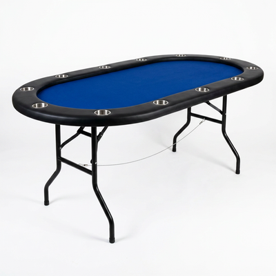 Poker Table Designed for Game Rooms, 10 Player Capacity, Padded Rails, Stainless Steel Cup Holders, 84 Inch Oval