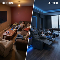 35.4'' Wide Modern Faux Leather Power Recliner Home Theater Individual Seat with Cup Holders — Before & After