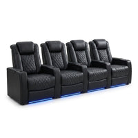 35.4'' Wide Modern Faux Leather Power Recliner Home Theater Individual Seat with Cup Holders — Studio Shot