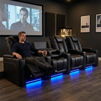 35.4'' Wide Modern Faux Leather Power Recliner Home Theater Individual Seat with Cup Holders — Lifestyle