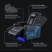 35.4'' Wide Modern Faux Leather Power Recliner Home Theater Individual Seat with Cup Holders — How It Works