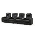 Home Theater Recliners Designed for Ultimate Comfort, 4-Seat Set, USB Charging, Dual Cup Holders