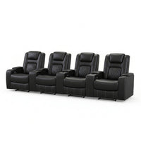 36.22" W Luxury Individual Seat Top Faux Leather Home Theater Seat Recliners Quadruple Seat with USB & Dual Cup Holders & Arm Storage (Set of 4) — Studio Shot