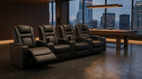 36.22" W Luxury Individual Seat Top Faux Leather Home Theater Seat Recliners Quadruple Seat with USB & Dual Cup Holders & Arm Storage (Set of 4) — Lifestyle