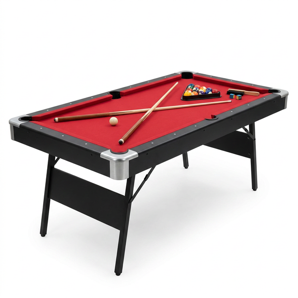 6,7 Foot Foldable Pool Table, Portable Billiards Table for Adults with Full Accessories Set, Mesa De Billar Includes 16 Balls, 2 Cue Sticks, Chalk, Rack & Brush, Game Room Table for Home — Studio Shot