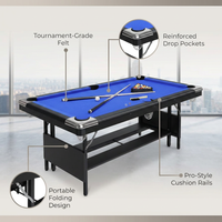 6 or 7 Ft Billiards Table, Portable Billiards Tables, Pool Tables for Full Size, Pool Table Set for Family Game Room, Adult Rrec Room, Basements, Man Cave or Garage — infographic