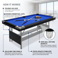 6 or 7 Ft Billiards Table, Portable Billiards Tables, Pool Tables for Full Size, Pool Table Set for Family Game Room, Adult Rrec Room, Basements, Man Cave or Garage — How It Works