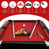 6,7 Foot Foldable Pool Table, Portable Billiards Table for Adults with Full Accessories Set, Mesa De Billar Includes 16 Balls, 2 Cue Sticks, Chalk, Rack & Brush, Game Room Table for Home
