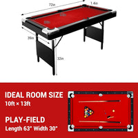 6,7 Foot Foldable Pool Table, Portable Billiards Table for Adults with Full Accessories Set, Mesa De Billar Includes 16 Balls, 2 Cue Sticks, Chalk, Rack & Brush, Game Room Table for Home
