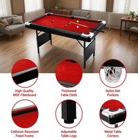 6,7 Foot Foldable Pool Table, Portable Billiards Table for Adults with Full Accessories Set, Mesa De Billar Includes 16 Balls, 2 Cue Sticks, Chalk, Rack & Brush, Game Room Table for Home