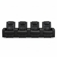 Home Theater Recliners Designed for Ultimate Comfort, 4-Seat Set, USB Charging, Dual Cup Holders
