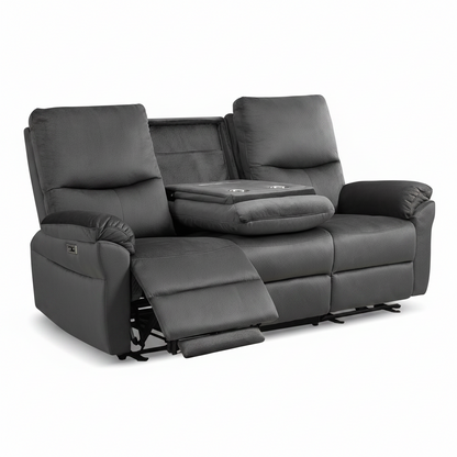 Loveseat Recliner Sofa with Console, Electric Reclining Couch with Flip Middle Backrest, Cup Holder & USB Type C, Skin- Friendly Recliner Sofa for Living Room, Home Theater Seat (Dark Gray)
