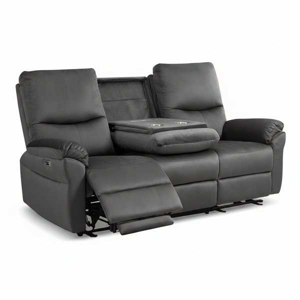 Loveseat Recliner Sofa with Console, Electric Reclining Couch with Flip Middle Backrest, Cup Holder & USB Type C, Skin- Friendly Recliner Sofa for Living Room, Home Theater Seat (Dark Gray)