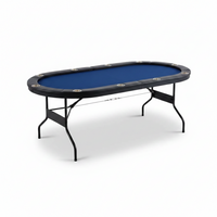Poker Table Designed for Game Rooms, 10 Player Capacity, Padded Rails, Stainless Steel Cup Holders, 84 Inch Oval