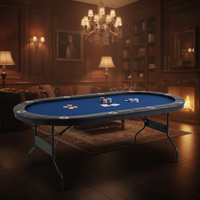 Poker Table Designed for Game Rooms, 10 Player Capacity, Padded Rails, Stainless Steel Cup Holders, 84 Inch Oval