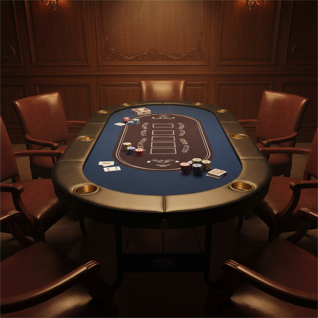 8 Player Foldable Poker Table, Blackjack Texas Holdem Poker Table with Padded Rails and Stainless Steel Cup Holders, Portable Folding Card Board Game Table, 72' Oval Casino Leisure Table, Blue